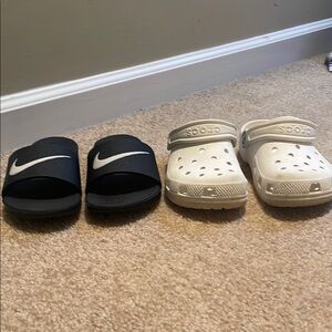 Nike and Crocs Kids Slide and Clog Set - Black and White